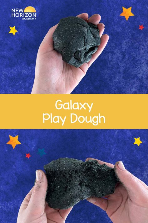 Galaxy Playdough, Galaxy Play Dough, Kids Sensory Activities, Space Day, Play Dough Recipe, Black Food Coloring, Diy Galaxy, Playdough Recipe, Sensory Activity