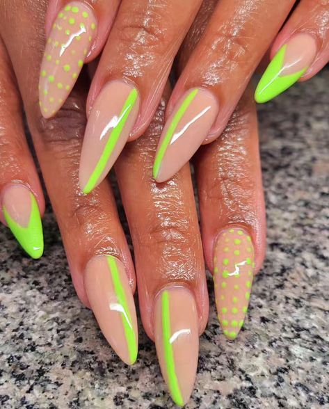 Do It Yourself Nails, Lime Green Nails, Sassy Nails, Diva Nails, Long Nail Designs, Nails Easy, Dope Nail Designs, Almond Acrylic Nails, Designs Nail