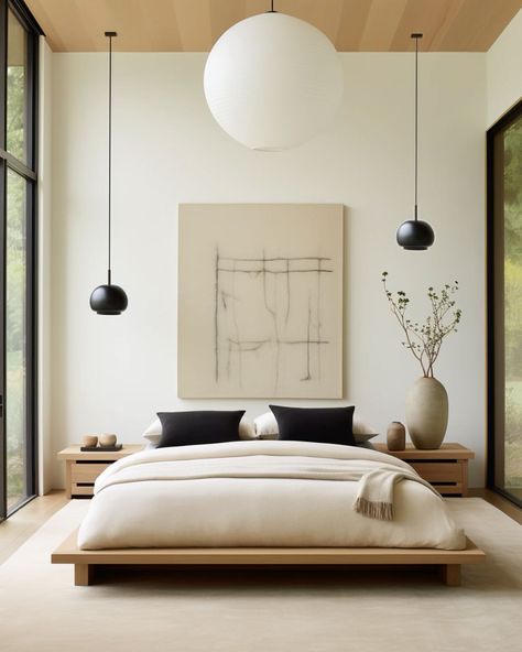 Minimal Natural Bedroom, Bedroom Minimalist Aesthetic, Japandi Inspiration, Japandi Bedroom Design, Minimalism Bedroom, Style Japandi, Japandi Bedroom, Industrial Room, Japanese Bedroom