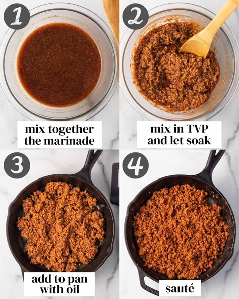 Vegetarian Ground Beef, Crumbles Recipes, Ground Beef Substitute, Tvp Recipes, Vegan Meat Recipe, Vegan Ground Beef, Ground Beef Recipe, Plant Based Diet Recipes, Meat Alternatives