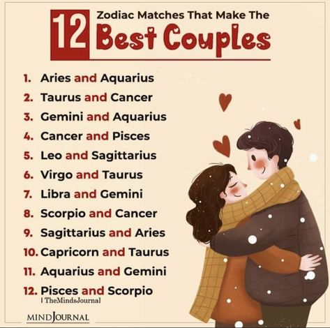 Zodiac Matches, Best Zodiac Couples, Zodiac Signs Couples, Astrology Signs Compatibility, Astrology Signs Dates, Gemini Aquarius, Zodiac Compatibility Chart, Scorpio Virgo, Best Couples