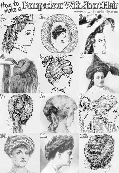 How To Make A Gibson Girl Updo With Short Hair - Sew Historically Diy Christmas Hair Accessories, 1900s Hair, Gibson Girl Hair, Hair Rat, Boho Hair Tutorial, Edwardian Hair, Girls Updo, Historical Hairstyles, Edwardian Hairstyles