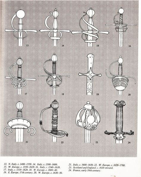 Rapier Hilt Designs, Medieval Swords Illustration, Historic Swords, European Swords, Types Of Swords, Swords Medieval, Cool Swords, Medieval Armor, Concept Art Drawing