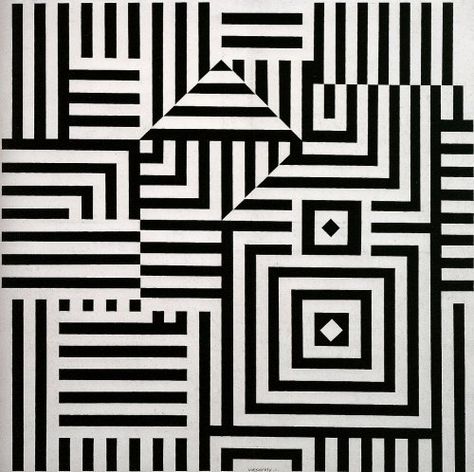 Original Creators: The Father Of Op-Art Victor Vasarely | The Creators Project Illusion Kunst, Optical Illusion Quilts, Art Optical, Victor Vasarely, Quilt Modernen, Optical Art, Optical Illusions Art, Kinetic Art, Black And White Pattern