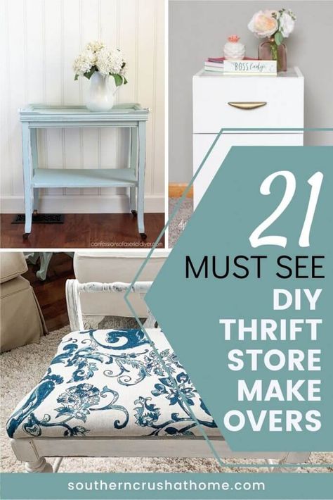 Thrift Flip Furniture, Thrift Flip Decor, Thrift Store Makeover Ideas, Thrift Store Furniture Makeover Diy, Upcycled Furniture Before And After, Thrift Store Diy Projects, Recycled Decor, Thrift Store Upcycle, Thrift Store Makeover