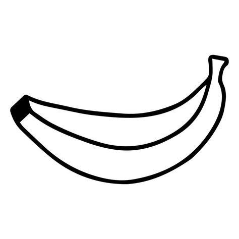 Banana Drawing Simple, Fruit Black And White, Banana Vector, Drawing Doodles, One Banana, Drawing Simple, Clipart Black And White, Exotic Fruit, Vector Drawing