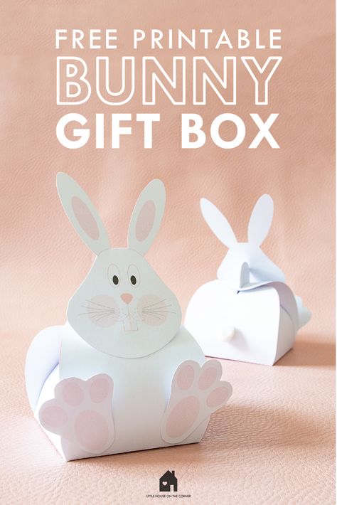 Easter Ideas For Classroom, Easter Bunny Printable Free, Easter Boxes Template, Easter Paper Crafts Free Printables, Bunny Treat Bags Free Pattern, Easter Bunny Templates Free Printables, Easter Treat Box Ideas, Rabbit Box Craft, Bunny Box Template Printable