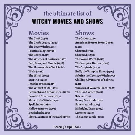 Witchy Movies, Witch Movies, Herb Bundles, The Witches Of Eastwick, The Craft 1996, Wizard Of Oz 1939, Halloween Movie Night, Elvira Mistress Of The Dark, Witch Spirituality