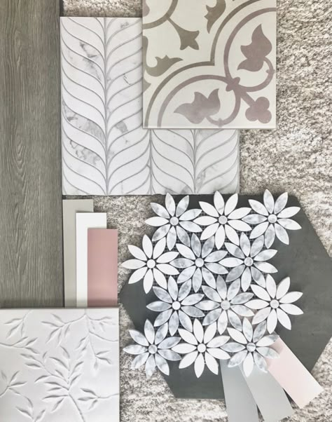 Materials Board Interior Design, Floral Boutique, Flower Tile, Interior Design Boards, Design Boards, Interior Design Mood Board, Girls Bathroom, Mood Board Design, Tile Design