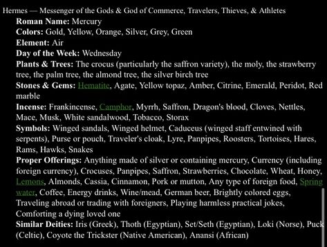 Hermes Correspondences, Hermes Witchcraft, Hermes Worship, Hermes Deity, Hermes Altar, Patron Deity, Hellenic Polytheism, Witchcraft Stuff, Witchy Business