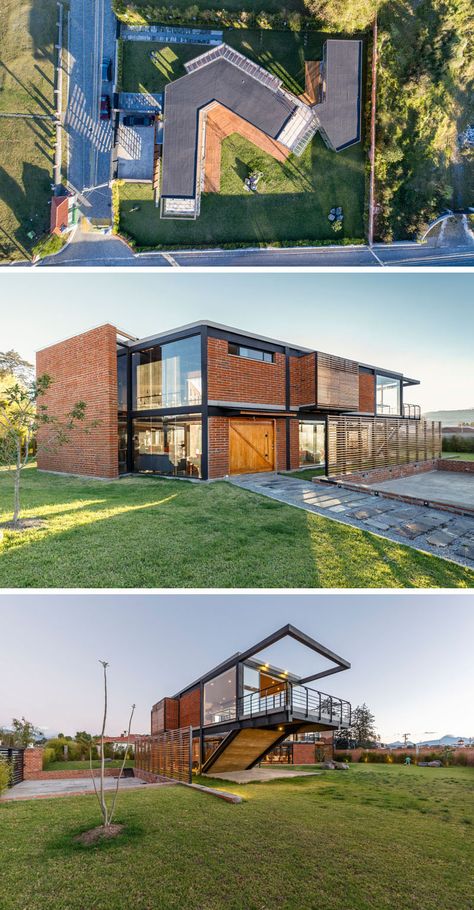 Casa Ortega By Estudio A0 Steel Architecture Design, Steel And Brick Architecture, Brick And Glass Architecture, Brick And Steel Architecture, Steel Frame House Design, Modern Steel House, Metal Frame House, Lebbeus Woods, Steel Architecture