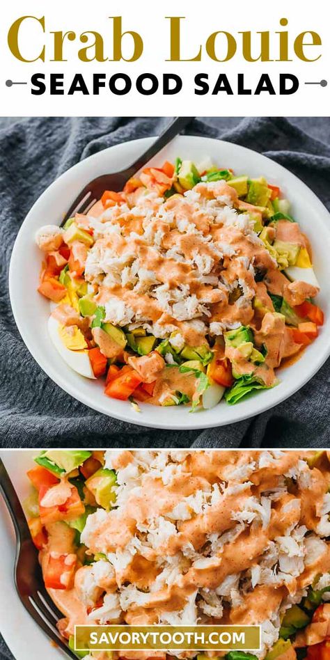 Crab Louie Salad, Seafood Salad Recipe, Crab Louie, Crab Salad Recipe, Sea Food Salad Recipes, Low Carb Salad, Egg Salad Recipe, Crab Salad, Seafood Salad