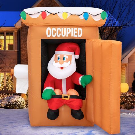 Christmas Inflatables Large 6 ft Santa Outhouse - Inflatable Outdoor Christmas Decorations Blow Up X-mas Decorations for Yard, Lawn & Garden Internal Lights & Built-in Fan Christmas Yard Inflatables, Blow Up Santa, Inflatable Christmas Decorations Outdoor, Yard Inflatables, Christmas Animated, Holiday Inflatables, Elf Christmas Tree, Inflatable Decorations, Christmas Yard Decorations