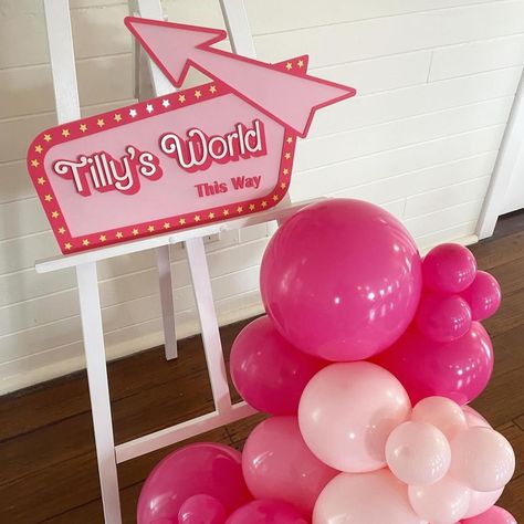 Acrylic Dual Layered Party Sign Barbie Sign, Brunch Sign, One Way Ticket, Email Sign, Barbie Party, Party Sign, Party Signs, Event Styling, 5th Birthday