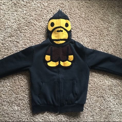 Bape Black, Silly Clothes, Bape Hoodie, Baby Milo, Cute Clothing Stores, Lazy Day Outfits, Zipper Charms, Cute Fits, Casual Style Outfits