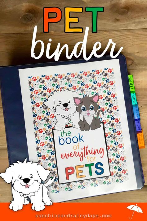 Pet Binder, Pet Care Printables, Pet Health Record, Family Emergency Binder, Dog Shots, Emergency Binder, Medication For Dogs, Binder Printables, Pet Organization