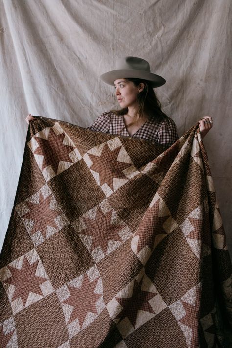 Quilts — Shop — FOLKLING 8 Point Star, Beauty In Imperfection, Eight Pointed Star, Vintage Quilts Patterns, Boho Quilt, Cozy Quilts, Star Quilts, Shades Of Brown, Patch Quilt