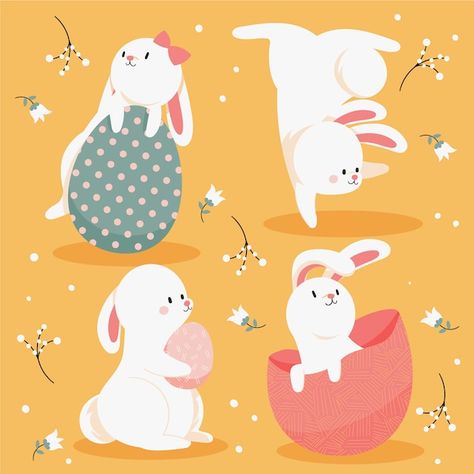 Flat easter bunny collection | Free Vector #Freepik #freevector Easter Illustration, Card Stickers, Scrapbook Materials, Happy Easter Day, Kawaii Animals, Paper Products, Paper And Ink, Animal Illustration, Cute Bunny