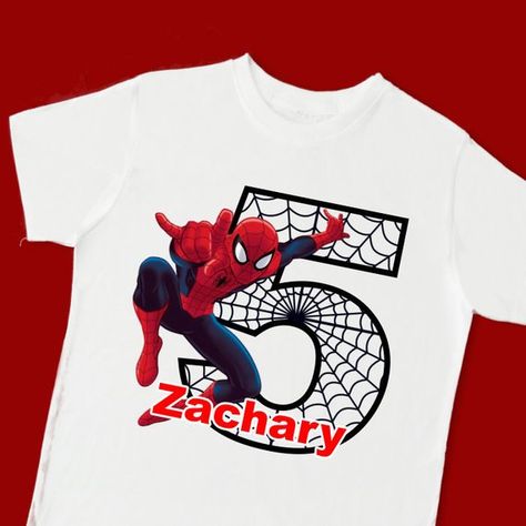 Spiderman Birthday Shirt, Bday Shirts, Super Hero Birthday, Avengers Shirt, Spiderman Shirt, Novelty Birthday Cakes, Spiderman Theme, Tee Party, Spiderman Birthday Party