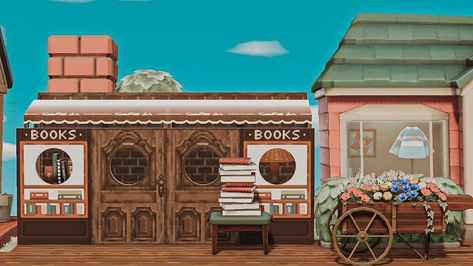 Bookstore Animal Crossing, Acnh Bookstore, Animal Crossing, Bookstore, Nook, Design Ideas, Animals, Quick Saves, Design