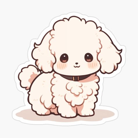 Cute Kawaii Bichon Frise Puppy Happy Dog by CozyKawaiiArt | Redbubble Kawaii Poodle, Cute Puppy Cartoon, Cute Dog Stickers, Dog Kawaii, Kawaii Puppy, Dog Drawing Simple, Joyful Expression, Bichon Frise Puppy, Puppy Drawing