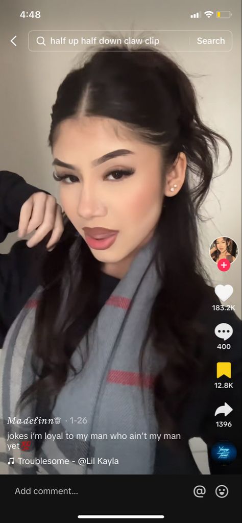 Tiktok Updo Hairstyles, Half Up Snd Half Down Hair, Hairstyles With Side Braids, Baddie Hairstyles Round Face, Latina Hairstyles Half Up Half Down, Hairstyle No Heat, Cute Hairstyles For Medium Hair Latina, Hairstyles For Big Heads Women, Hairstyles For Frizzy Straight Hair