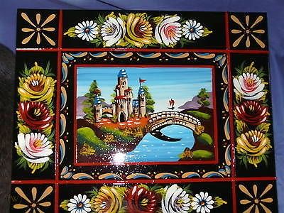 Canal ware-Hand painted roses and castle table | #1539311214 Roses And Castles Canal Art, Barge Painting, Canal Painting, Canal Boat Art, Birmingham Canal, Canal Art, Witch's Cottage, Gratitude Tree, Puddle Duck