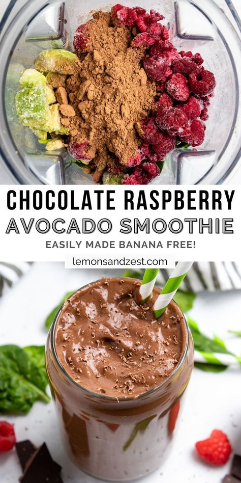 Smoothie With Avocado, Chocolate Raspberry Smoothie, Smoothie Recipes Healthy Breakfast, Raspberry Smoothie, Avocado Smoothie, Easy Smoothies, Smoothie Shakes, Chocolate Raspberry, Avocado Salad