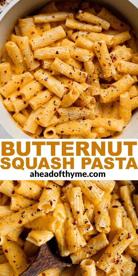 Grilled Cheese Social Baked Feta Butternut Squash Pasta, Butternut Squash Dinner Recipes Healthy, Butternut Squash Fettuccine Alfredo, Butternut Puree Recipes, Squash And Pumpkin Recipes, Vegan Butternut Squash Pasta Sauce, Spicy Butternut Squash Pasta, Butter Ut Squash Recipe, Butternut Spaghetti Recipes