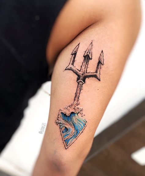 Ocean Tattoos Ideas, Greek God Design, Poseidon Tattoos, Trident Tattoo, Poseidon Tattoo, Pisces Tattoos, Couples Tattoo Designs, Ocean Tattoos, Zodiac Tattoos