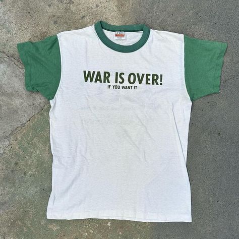 @madcapmysteriesvintage on Instagram: "SOLD War Is Over If You Want It Dm for inquiries . . #thrift #vintage #vintageforsale #foundongrailed #grailed #80s #bandtee #vintagetee #70s #vintagedenim #60s #hippy #vintagesweatshirt #vintagelevis #vintageclothingforsale #1960s #mod #1970s #vintagetees #vintageclothesforsale #hiddenny #hippy #rocknroll #woodstock #highsnobiety #1960sfashion #1970sfashion #1980sfashion #vintagefashion #curatedvintage" 70s T Shirts Vintage Tees, Vintage Tshirts 70s, 1970s Tshirt, 70s Tshirt, Beatles Vintage, Thrift Style, Baby Sitters Club, 1980’s Fashion, 1960’s Fashion