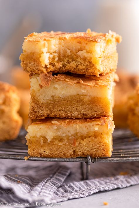 Brown Butter Gooey Cake Bars | Confessions of a Baking Queen Yellow Cake Mix Cream Cheese Bars, Brown Butter Cake Desserts, Gooey Brown Butter Cake, Brown Butter Bars, Browned Butter Cake, Yellow Cake Mix Bars, Brown Butter Desserts, Butter Gooey Cake, Brown Butter Cake Recipe