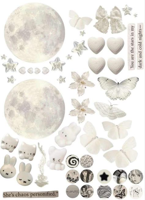 Fairy Aesthetic Stickers Printable, Newjeans Stickers Png, White Stickers Printable, 스티커 Png, White Scrapbook, Insta Stickers, Stickers To Print, Printable Sticker Sheets, Online Scrapbook