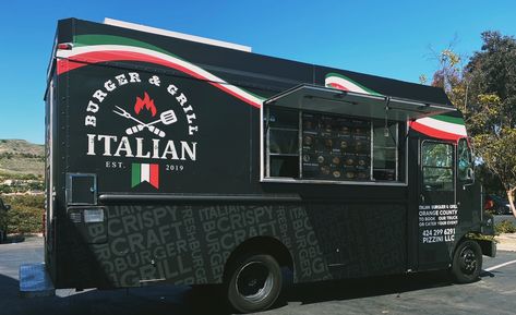 Please welcome our newest FTALA member Italian Burger & Grill!🤩🍔 The food truck bringing you the ultimate burger experience in Los Angeles. With a chef-designed menu inspired by the flavors of Italy, Italian Burger & Grill serves up some of the most magnificent burgers, sandwiches, and loaded fries you’ll ever taste. Book the food truck to cater your upcoming event and give your guests the best Italian-inspired burgers.🤩🔗 Food Truck Pasta Ideas, Italian Food Truck Design, Italian Food Truck, Food Truck Designs, Italian Marinated Chicken, Italian Burger, Burger Grill, Black Truffle Oil, Ultimate Burger