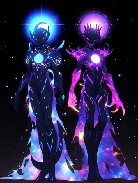 Universe Human Art, Celestial Concept Art, Cosmos Character Design, Galaxy Person, Cosmic Characters Design, Nebula Character Design, Cosmic Character Design, Alien Core Aesthetic, Star Alien Character Design