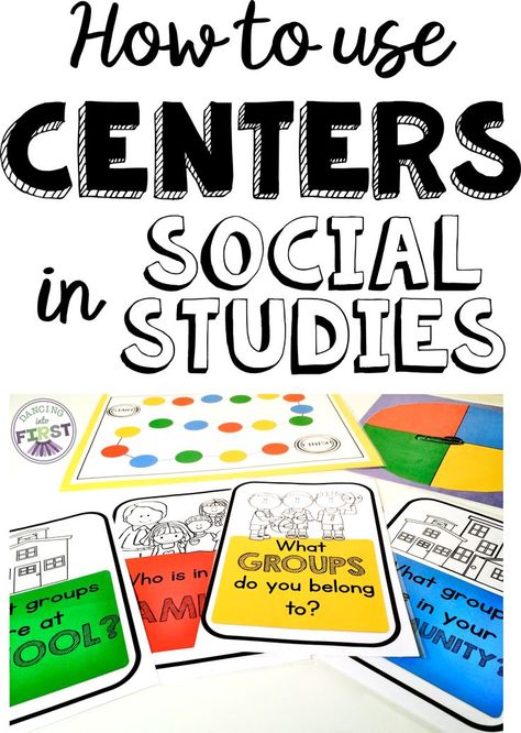 Students engage in Social Studies through games, real life activities, reader's theatre and more! Find out more about using centers in the first grade classroom to make Social Studies more meaningful. DANCING INTO FIRST Social Studies Centers, Third Grade Social Studies, 3rd Grade Social Studies, Social Studies Education, Life Activities, Kindergarten Social Studies, 4th Grade Social Studies, Social Studies Unit, 6th Grade Social Studies