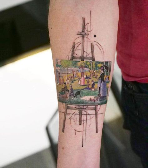 History Tattoos, Kunst Tattoos, Inspiration Tattoos, Geniale Tattoos, Georges Seurat, Gorgeous Tattoos, Initial Tattoo, Tattoo Artwork, Painting Tattoo