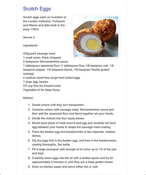 Scotch Eggs Scotched Eggs Recipe, Scotched Eggs, Shakespeare Party, Homemade Scotch Eggs, Scotch Eggs Recipe, Lunch Dishes, Scotch Egg, Disney Dishes, Pastas Recipes