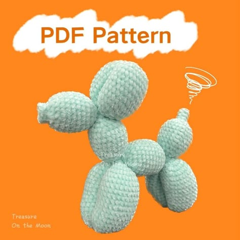 Ballon Dog Crochet Pattern Free, Ballon Dog Crochet Pattern, Crochet Balloon Dog Free Pattern, Crochet Balloon Animal, Crochet Balloon Dog, Crochet Blanket Yarn, Yarn Crafts Crochet, Dog Crochet Pattern, English Time