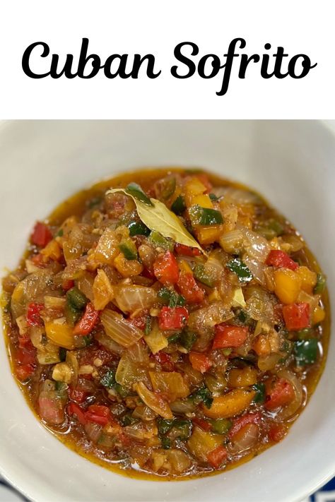 Cuban Sofrito Recipe, Sofrito Recipe Cuban, Cuban Sofrito, Recipe With Onions, Cuban Recipe, Easy Spanish Recipes, Cubanelle Pepper, Sofrito Recipe, Orange Pepper