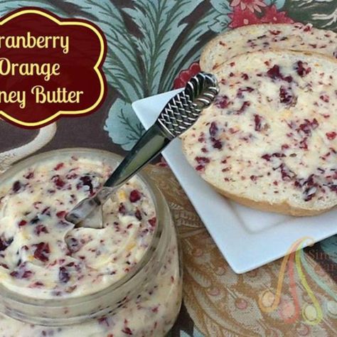 Cranberry Orange Honey Butter Cranberry Orange Honey Butter, Orange Cranberry Butter, Cranberry Honey Butter Recipe, Cranberry Honey Butter, Cranberry Butter Recipe, Cranberry Cornbread, Cranberry Honey, Sour Cream Scones, Honey Butter Biscuits