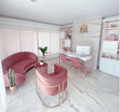 Solo Esthetician Room, Esthetician Studio, Sofa Design Luxury, Solo Esthetician, Sofa Design Ideas, Esthetician Room Decor, Spa Room Decor, Feminine Home Offices, Salon Suites Decor