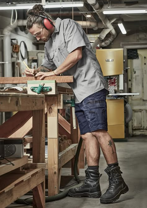 Rugby Shorts, Warehouse Worker, Masculine Style, People Clothes, Wood Worker, Navy And Khaki, Work Shorts, Boy Poses, Ripstop Fabric