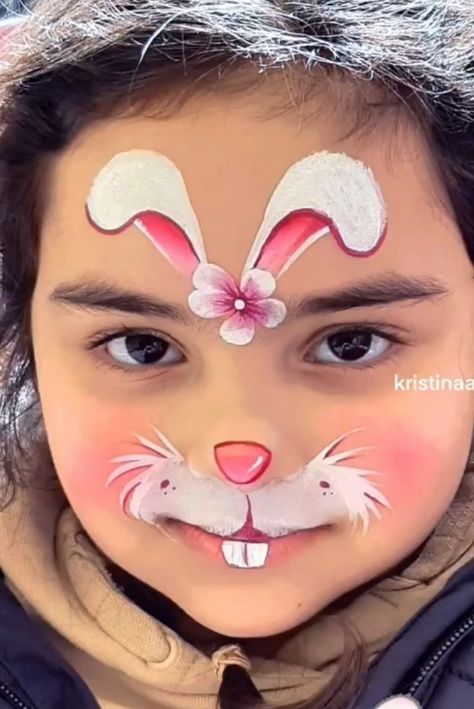 Animal Face Painting Ideas, Animal Face Paint Ideas For Kids, Easter Face Painting Ideas, Bunny Face Paint Easy, Easy Easter Face Painting Designs, Bunny Rabbit Face Paint, Face Paint Rabbit, Easter Bunny Face Paint Easy, Face Painting Easter