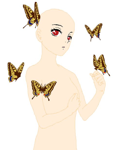 Butterfly Pose Reference, Girl Base, Butterfly Pose, Base Anime, Drawing Bases, Anime Reference, Base Drawing, Butterfly Girl, Body Base Drawing