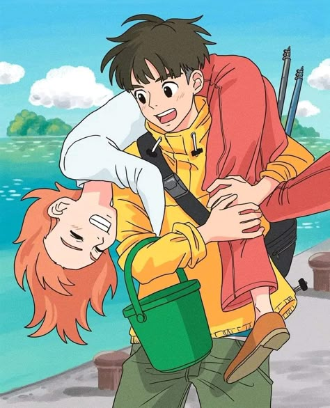 Studio Ghibli Backgrounds, Ponyo Anime, Cliff By The Sea, Studio Ghibli Fanart, Personajes Studio Ghibli, Studio Ghibli Characters, Wallpapers Anime, Ghibli Artwork, Being Honest