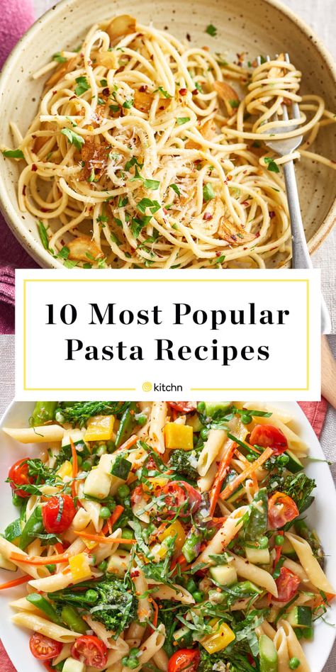 Our 10 Most Popular Pasta Recipes of the Year — Recipes from The Kitchn Pasta Side Dishes Easy, Light Pasta Recipes, Meatless Pasta Recipes, Spring Pasta Recipes, Popular Pasta Recipes, Light Pasta Dishes, Summer Pasta Dishes, Summer Pasta Recipes, Vegetarian Pasta Dishes