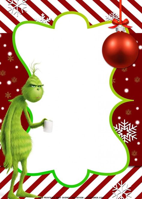 (FREE Printable) – Christmas Grinch Baby Shower Invitation Templates | FREE Printable Baby Shower Invitations Templates Grinch Invitations Template, Grinch Birthday Invitations Free, Grinch Cocktail, Immagini Grinch, Grinch Night, Grinch Printable, Grinch Baby, Grinch Birthday, Grinch Ideas