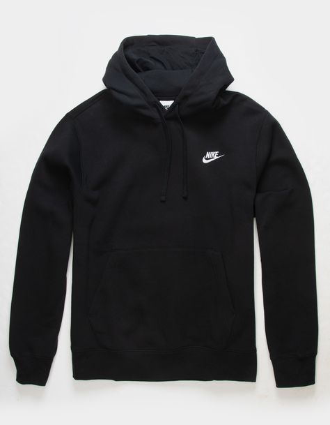 NIKE Sportswear Club Fleece Mens Pullover Hoodie - BLACK | Tillys Nike Hoodie Men, Nike Clothes Mens, Wwe T Shirts, Nike Sportswear Club Fleece, Trendy Hoodies, Hoodies Men Pullover, Nike T, Nike Sweater, Nike Sweatshirts