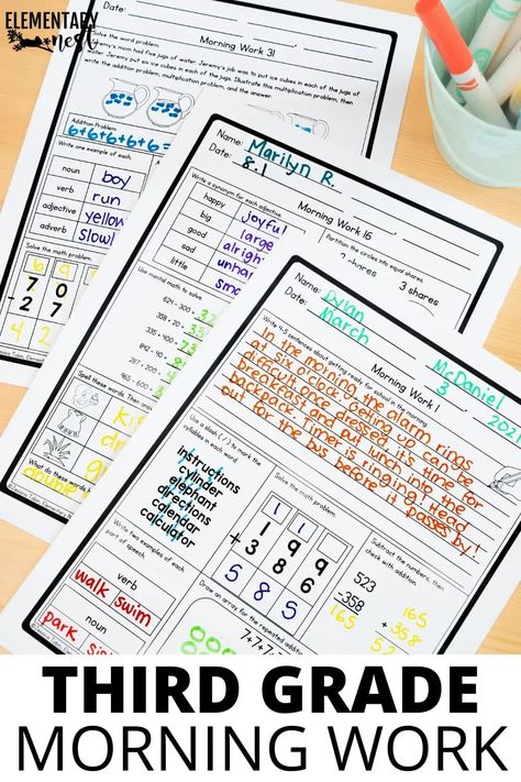 Managing My Mornings In The Classroom. Learn more about my Check-in process, how to do lunch, OWL Binders, Reset your day, Morning Work, and what I have my early finishers do. This morning classroom routine is what works for my classroom but I would love to hear what you do in yours. Classroom Morning Routine, Lessons For Kindergarten, Sentence Editing, 6th Grade English, Attendance Chart, Handwriting Sheets, School Folders, Multiplication Problems, Teacher Problems